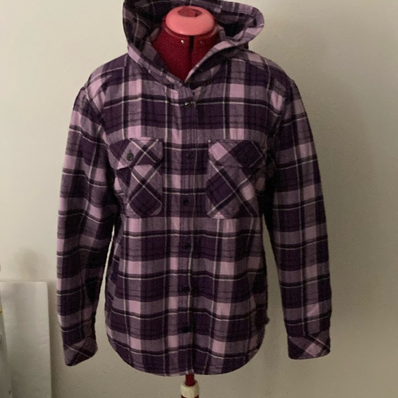 Boston Traders size large buttoned down plaid jacket with a hoodie - Picture 1 of 8